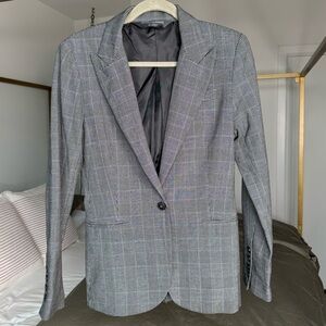 Norma Kamali Plaid Workwear Blazer 8 Gray Normcore Jacket Academia Prep Y2K